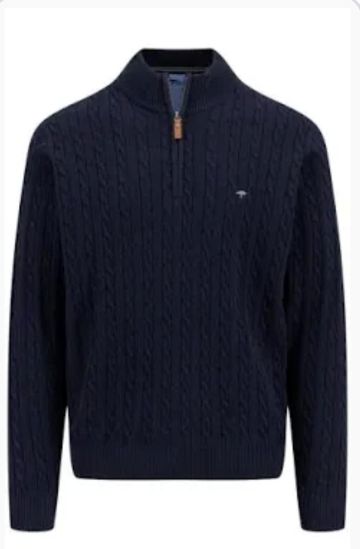 FYNCH HATTON 1/4 zip cotton sweater