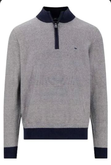 FYNCH HATTON 1/4 Zip Micro Stripe Sweater