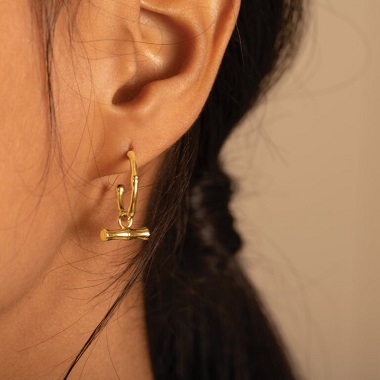 KL Bamboo Waterproof Gold Hoop Earrings