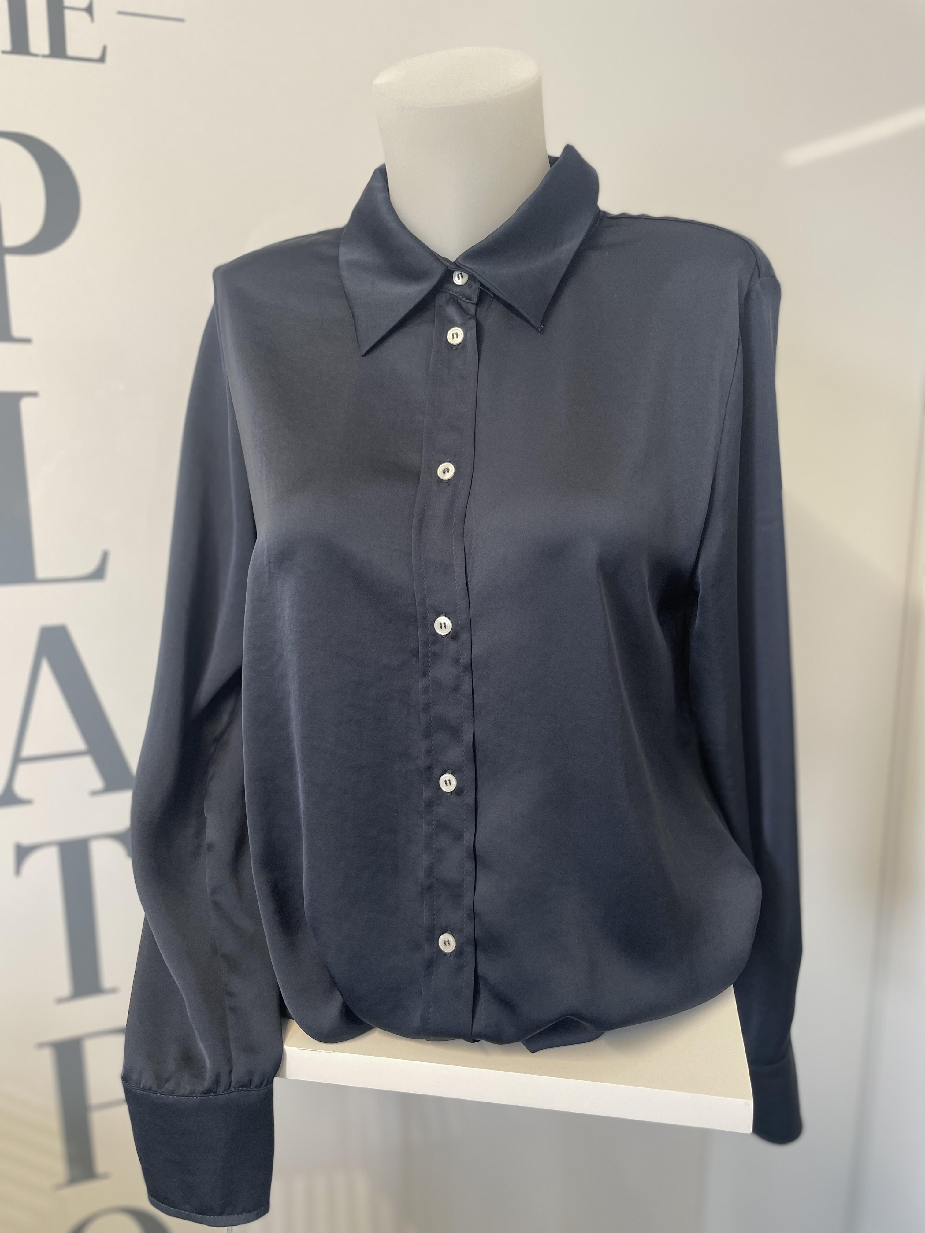 EMME Navy Satin Shirt